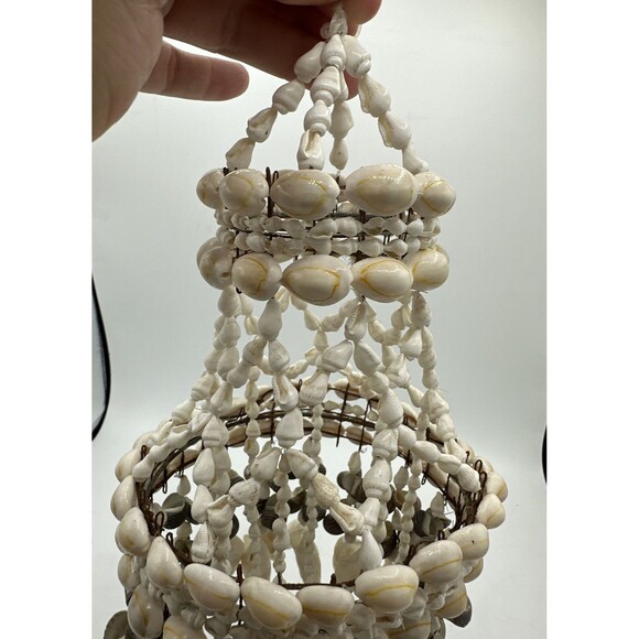 Dangling Shell Chandelier Handmade Wind Chime Home Decor 14x6” Nautical Ocean - Picture 9 of 10